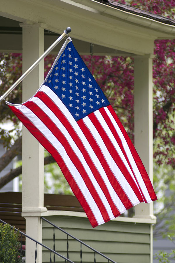 American flag outside of home